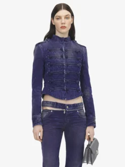 Jeans bootcut con zip a vista da Donna in Violetto