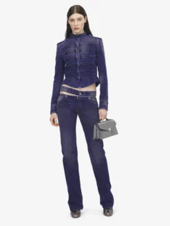 Jeans bootcut con zip a vista da Donna in Violetto