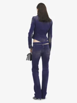 Jeans bootcut con zip a vista da Donna in Violetto