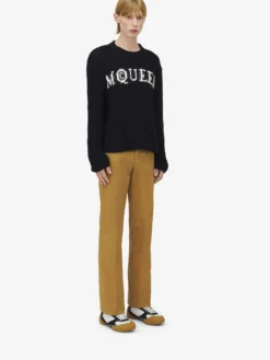 Maglione testurizzato con logo da Uomo in Nero