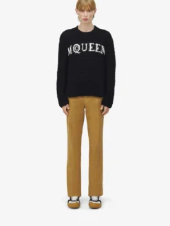 Maglione testurizzato con logo da Uomo in Nero
