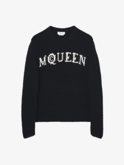 Maglione testurizzato con logo da Uomo in Nero