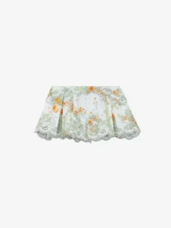 Micro shorts con ricamo Sangallo e motivo floreale da Donna in Pietra/Arancione chiaro