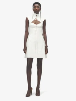 Miniabito con corsetto e cut-out da Donna in Avorio