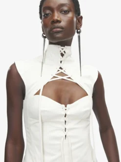 Miniabito con corsetto e cut-out da Donna in Avorio
