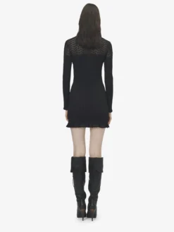 Miniabito in maglia pointelle da Donna in Nero