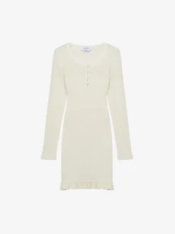 Miniabito in maglia pointelle da Donna in Avorio