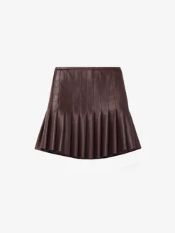 Minigonna a pieghe in pelle da Donna in Bordeaux