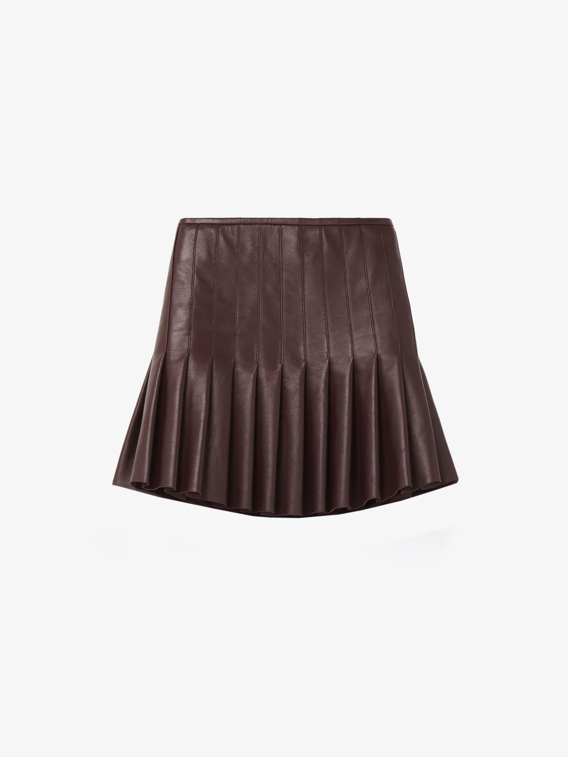 Minigonna a pieghe in pelle da Donna in Bordeaux