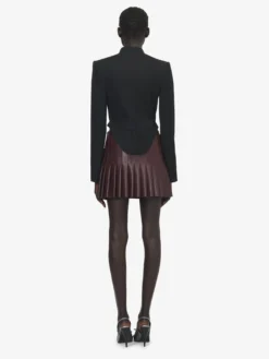 Minigonna a pieghe in pelle da Donna in Bordeaux