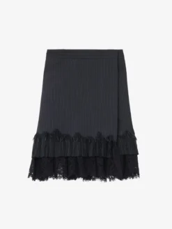 Minigonna a portafoglio gessata da Donna in Blu Navy
