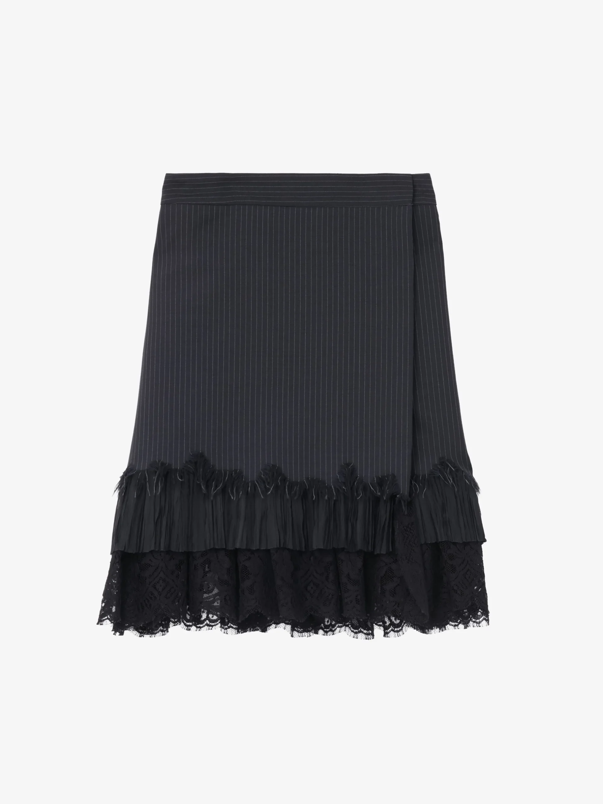Minigonna a portafoglio gessata da Donna in Blu Navy