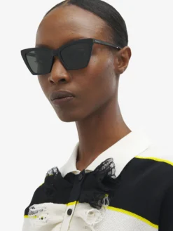Occhiali da sole Cat-eye geometrici Spike da Donna in Nero/Fumé