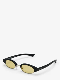 Occhiali da sole McQueen Ellipse in Nero/ Giallo