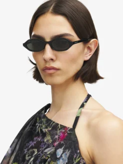 Occhiali da sole ovali geometrici da Donna in Nero