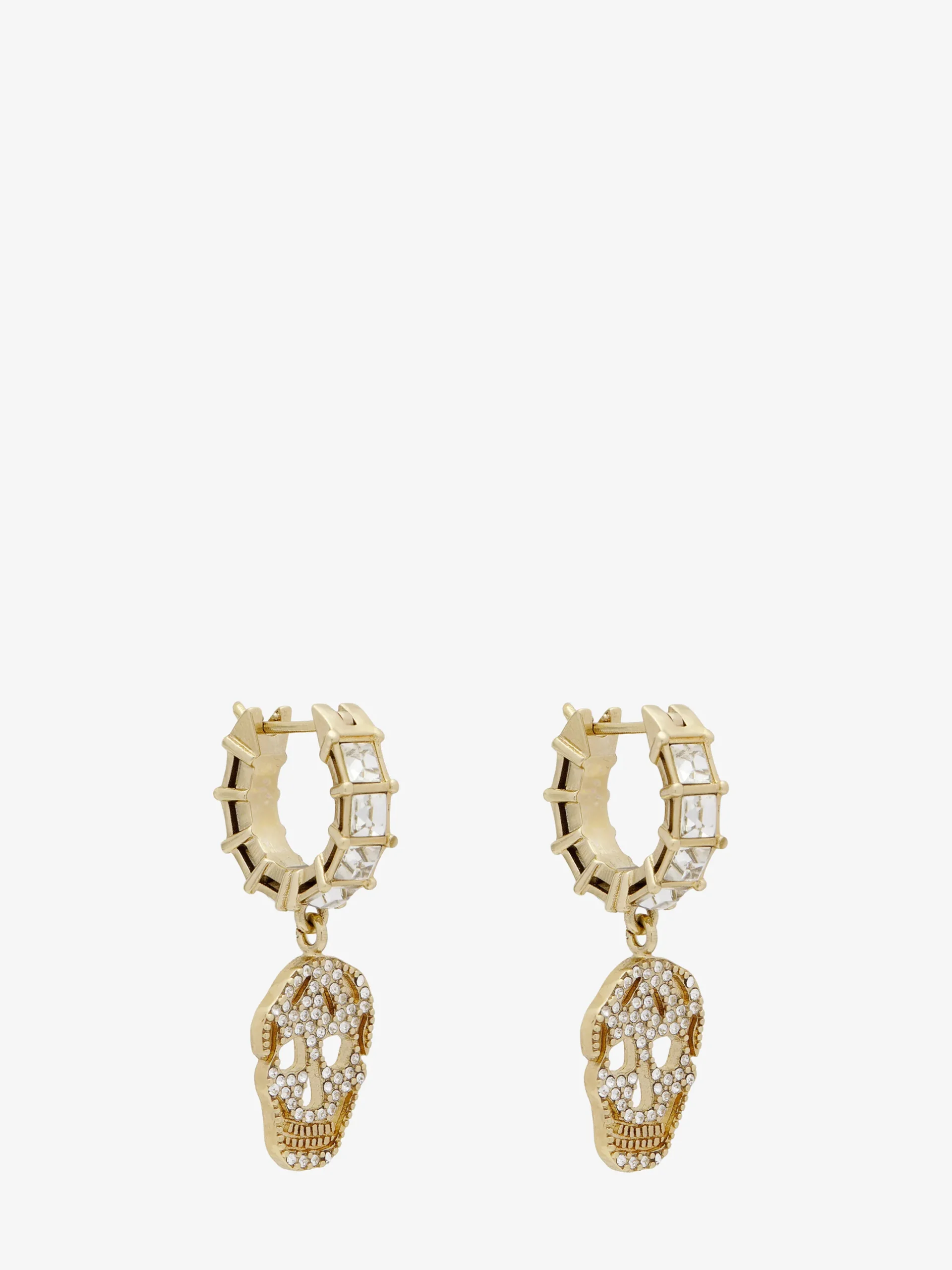 Orecchini a cerchio Skull con pavé da Donna in Finitura oro pallido