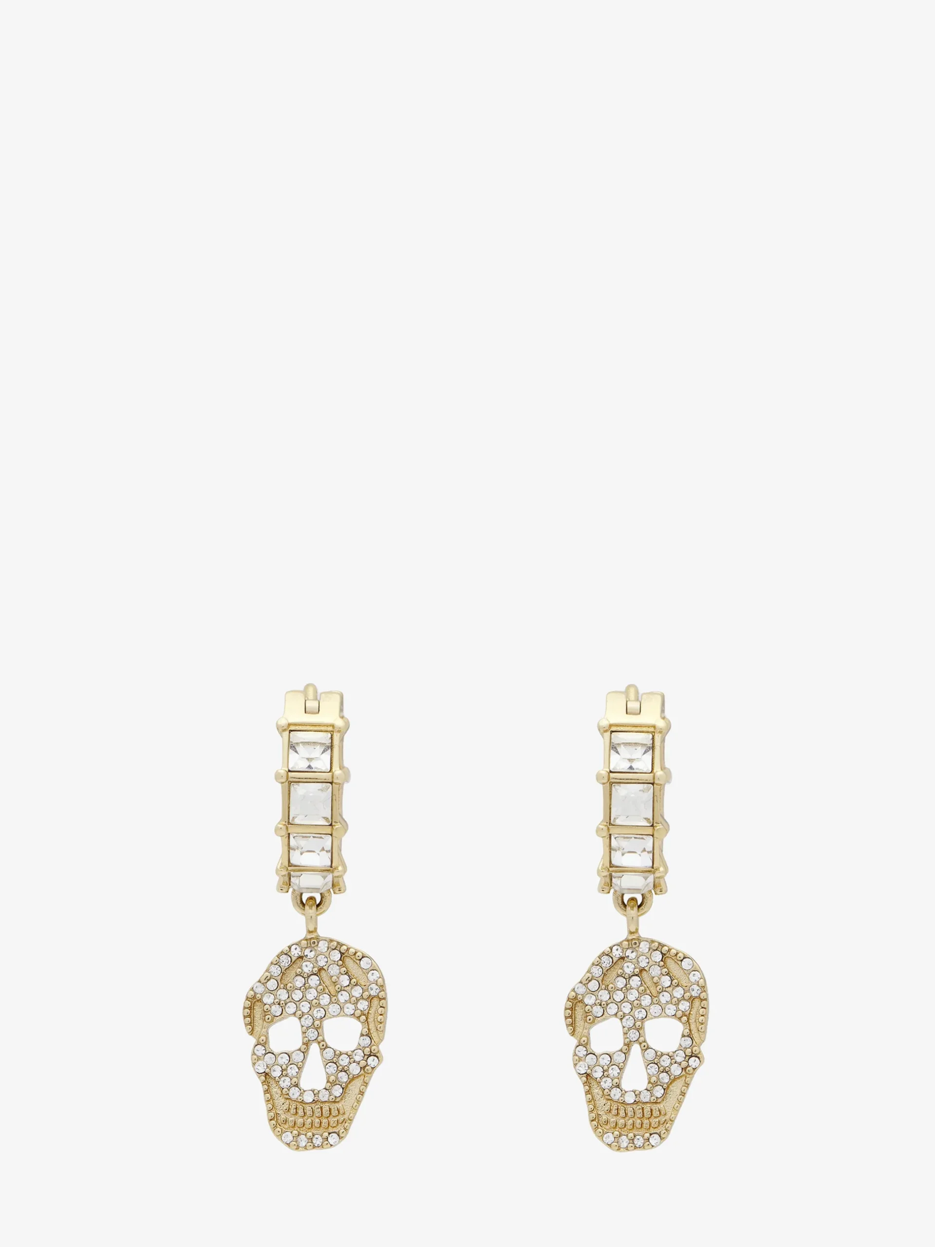 Orecchini a cerchio Skull con pavé da Donna in Finitura oro pallido