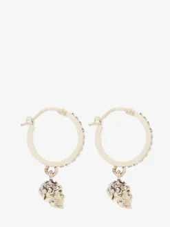 Orecchini Mini Skull a Cerchio da Donna in Finitura oro chiaro