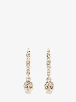 Orecchini Mini Skull a Cerchio da Donna in Finitura oro chiaro
