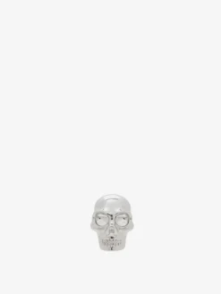 Orecchino a bottone Skull da Uomo in Finitura palladio