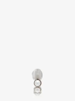 Orecchino Skull con perla da Uomo in Finitura palladio