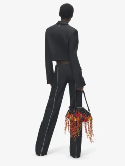 Pantaloni a gamba dritta con zip da Donna in Nero