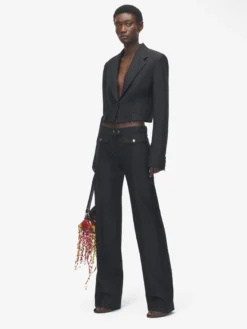 Pantaloni a gamba dritta con zip da Donna in Nero