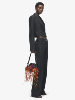 Pantaloni a gamba dritta con zip da Donna in Nero