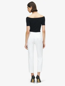 Pantaloni a sigaretta in crêpe sottile da Donna in Avorio Chiaro