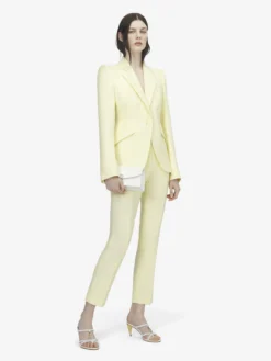 Pantaloni a sigaretta in gabardine di lana da Donna in Giallo