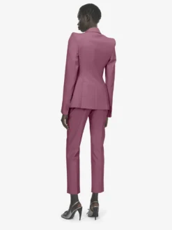 Pantaloni a sigaretta in gabardine di lana da Donna in Rosa