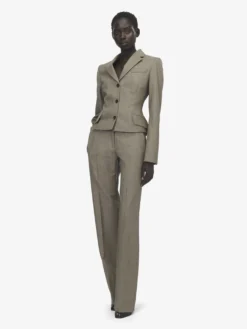 Pantaloni bumster a gamba dritta da Donna in Marrone Chiaro