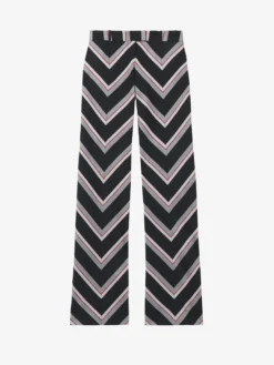 Pantaloni bumster a righe Chevron da Donna in Nero/Rosso