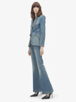 Pantaloni in Denim Bootcut da Donna in Washed Blue