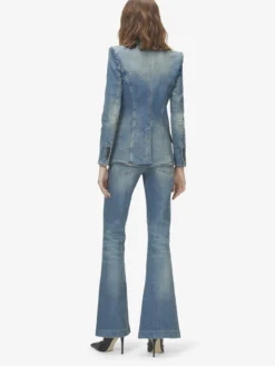 Pantaloni in Denim Bootcut da Donna in Washed Blue