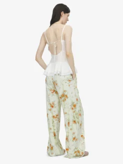 Pantaloni pyjama con motivo floreale da Donna in Pietra/Arancione chiaro