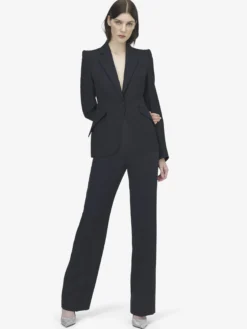 Pantaloni sartoriali a vita alta da Donna in Indaco