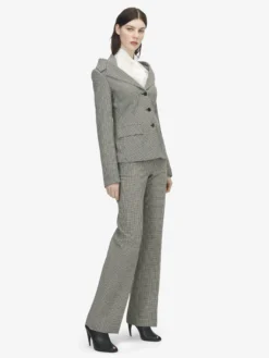 Pantaloni sartoriali con motivo vichy da Donna in Nero/Avorio