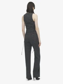 Pantaloni sartoriali con motivo gessato screziato da Donna in Grigio