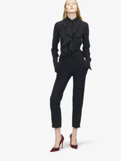 Pantaloni sartoriali cropped da Donna in Nero