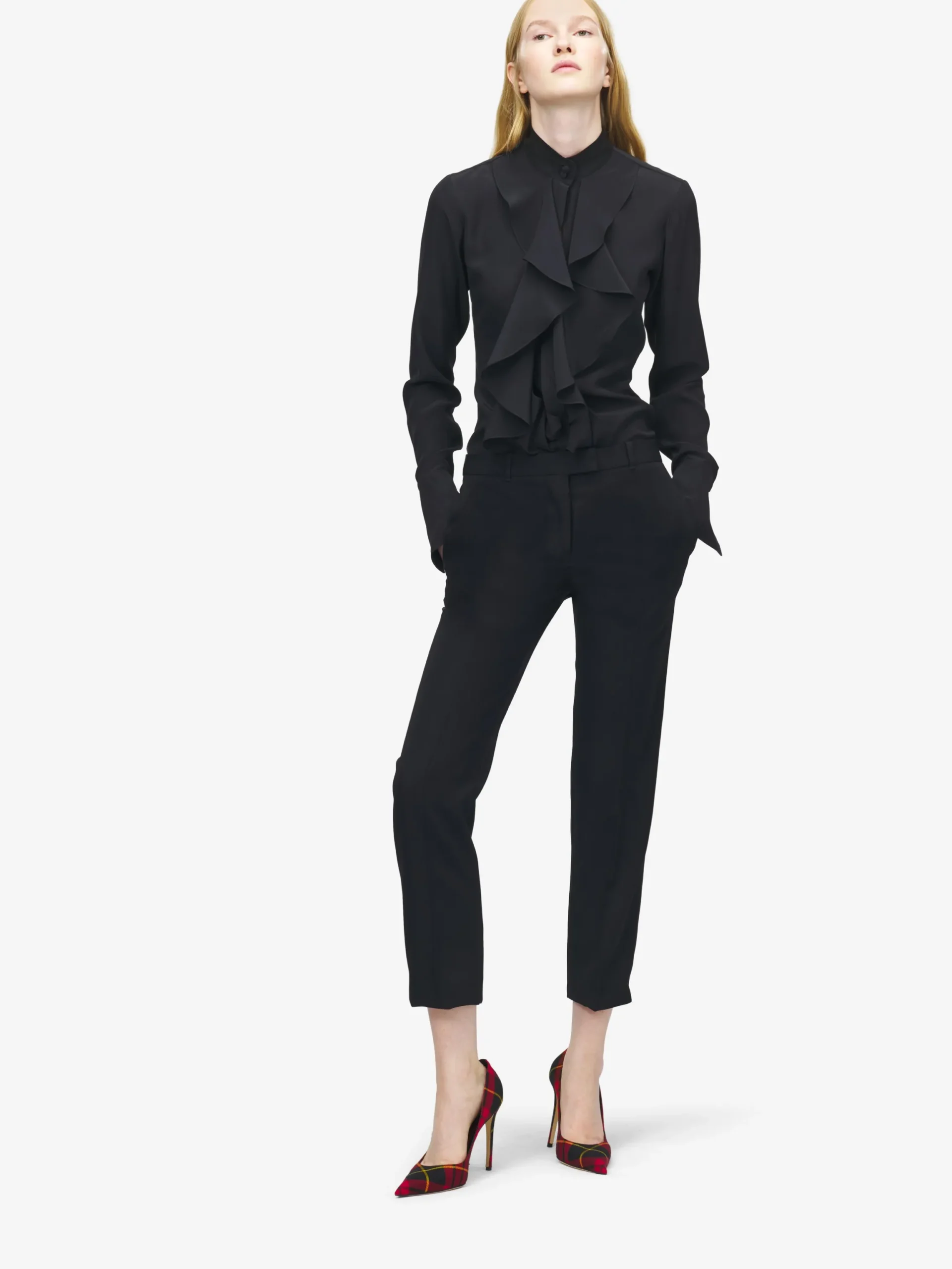 Pantaloni sartoriali cropped da Donna in Nero