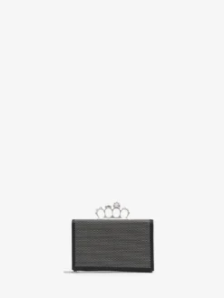 Pochette Knuckle piatta da Donna in Nero/Argento