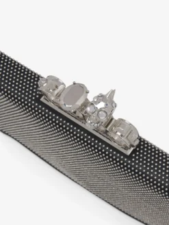 Pochette Knuckle piatta da Donna in Nero/Argento
