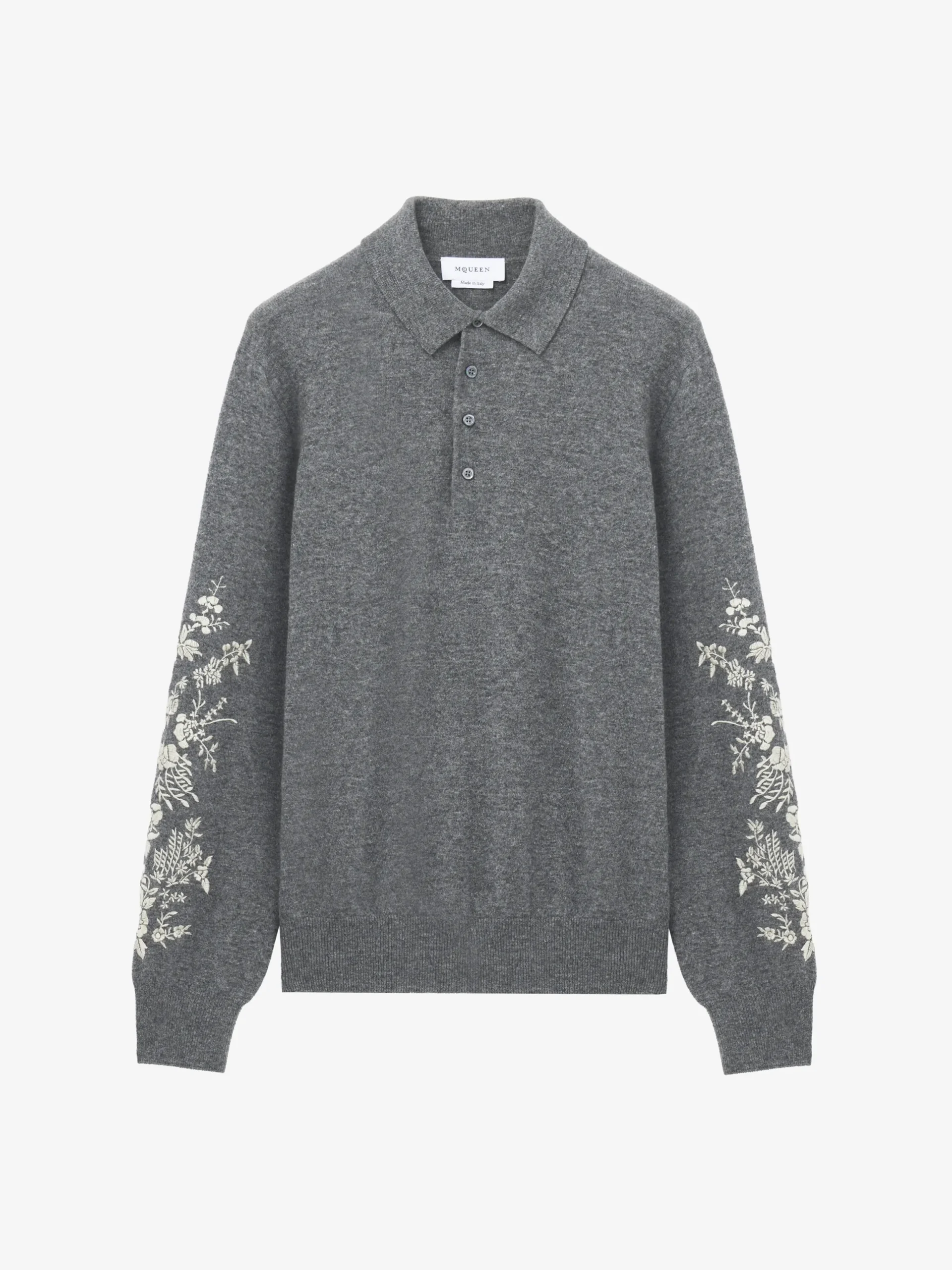 Polo con ricami floreali da Uomo in Grigio