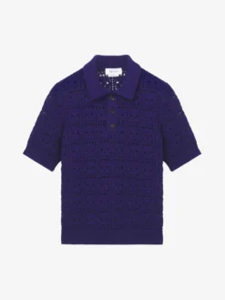 Polo Skull a punto uncinetto da Uomo in Blu Navy
