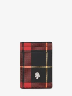 Portacarte magnetico tartan da Uomo in Rosso/Nero/Giallo