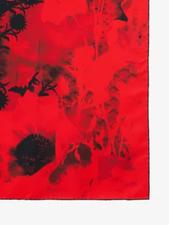 Sciarpa floreale da Donna in Rosso/Nero