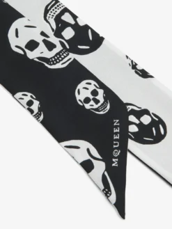 Sciarpa Skull a nastro da Donna in Nero/Avorio