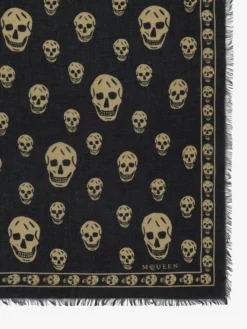 Sciarpa Skull classica da Uomo in Nero/Marrone chiaro
