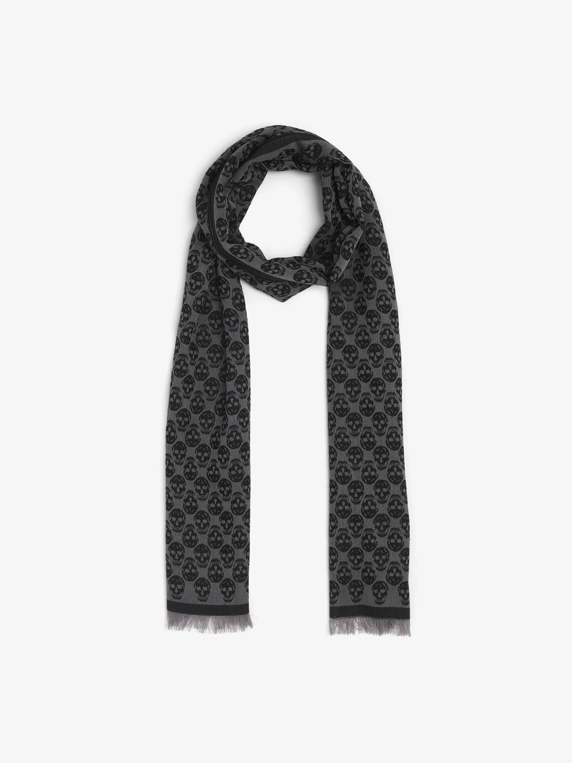 Sciarpa Skull Monogram da Uomo in Nero/Grigio